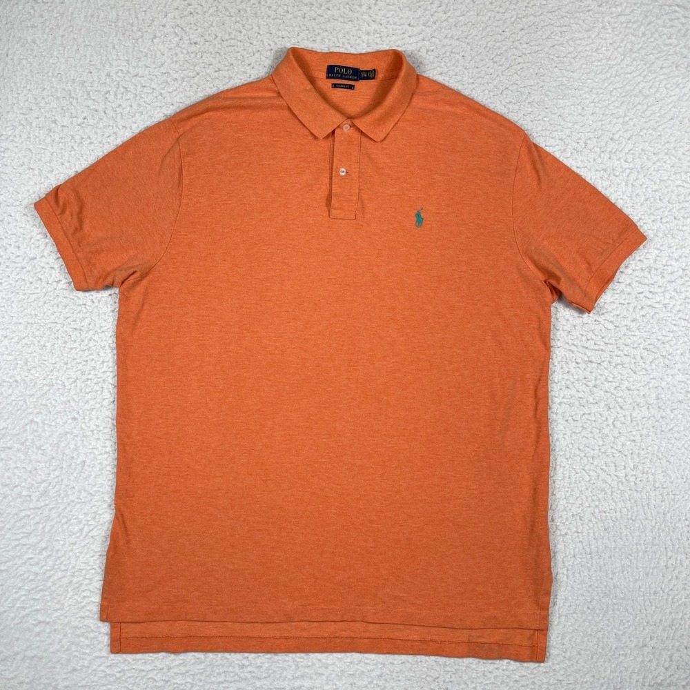 Polo Ralph Lauren Polo Shirt Men XXL Orange Classic Fit Short Sleeve Pony Logo